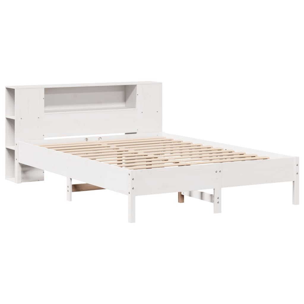vidaXL Bookcase Bed without Mattress White 150x200 cm King Solid Wood Pine 3