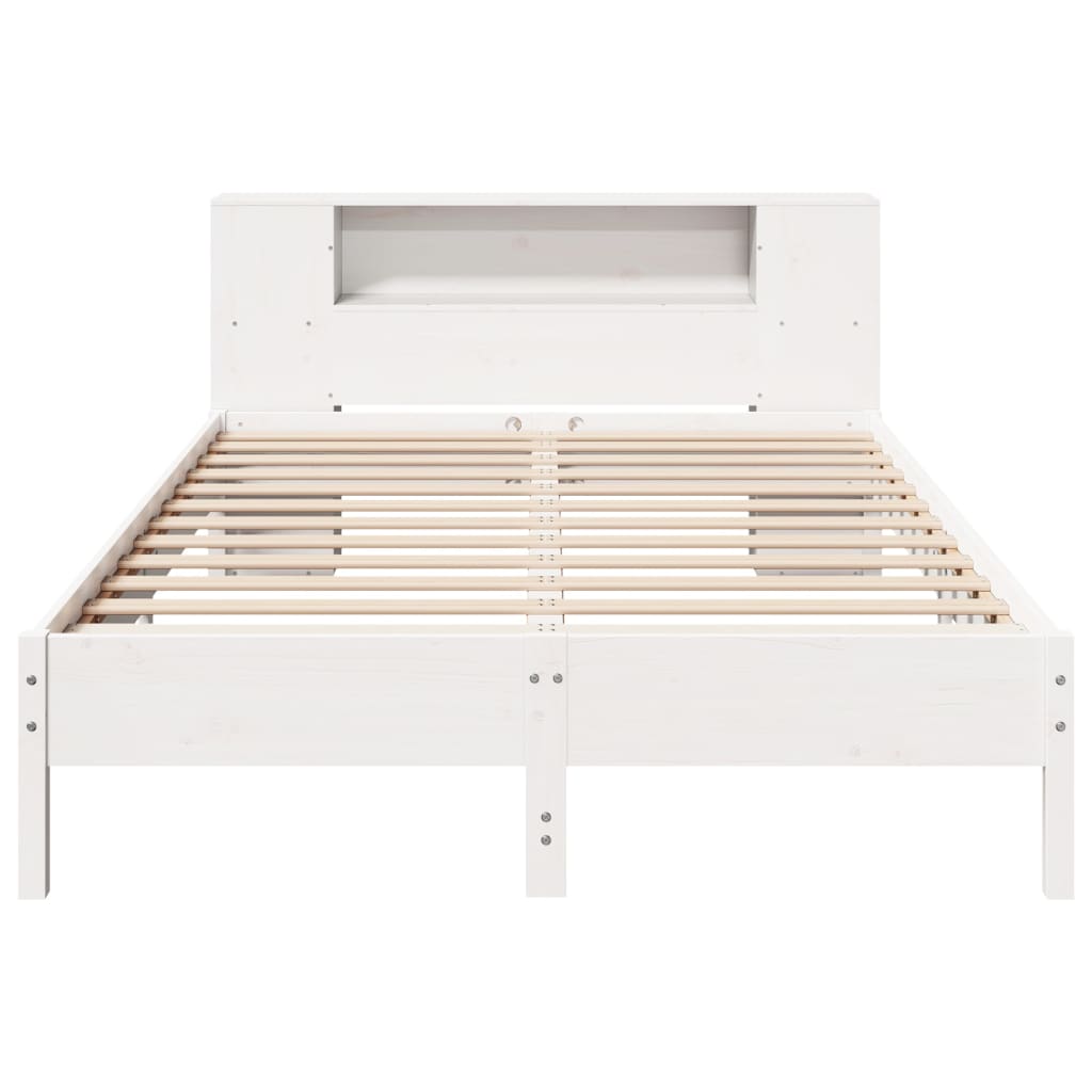 vidaXL Bookcase Bed without Mattress White 150x200 cm King Solid Wood Pine 4