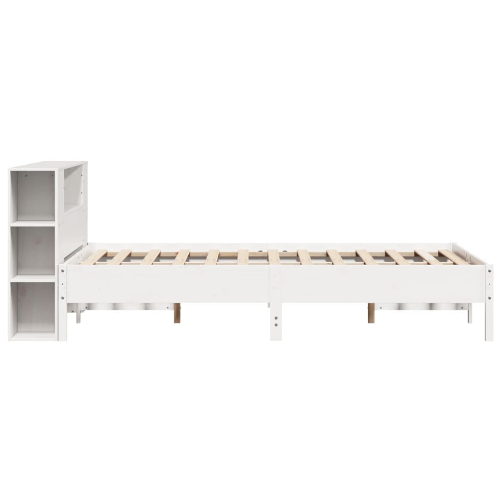 vidaXL Bookcase Bed without Mattress White 150x200 cm King Solid Wood Pine 5