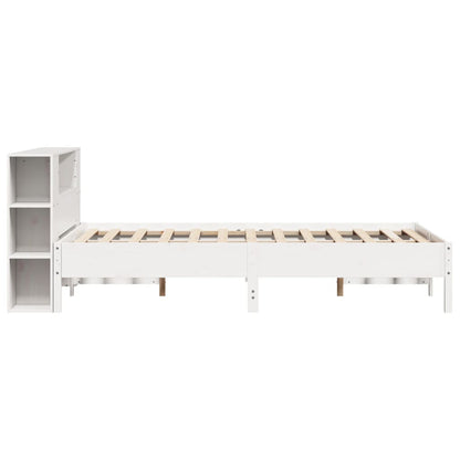 vidaXL Bookcase Bed without Mattress White 150x200 cm King Solid Wood Pine 5