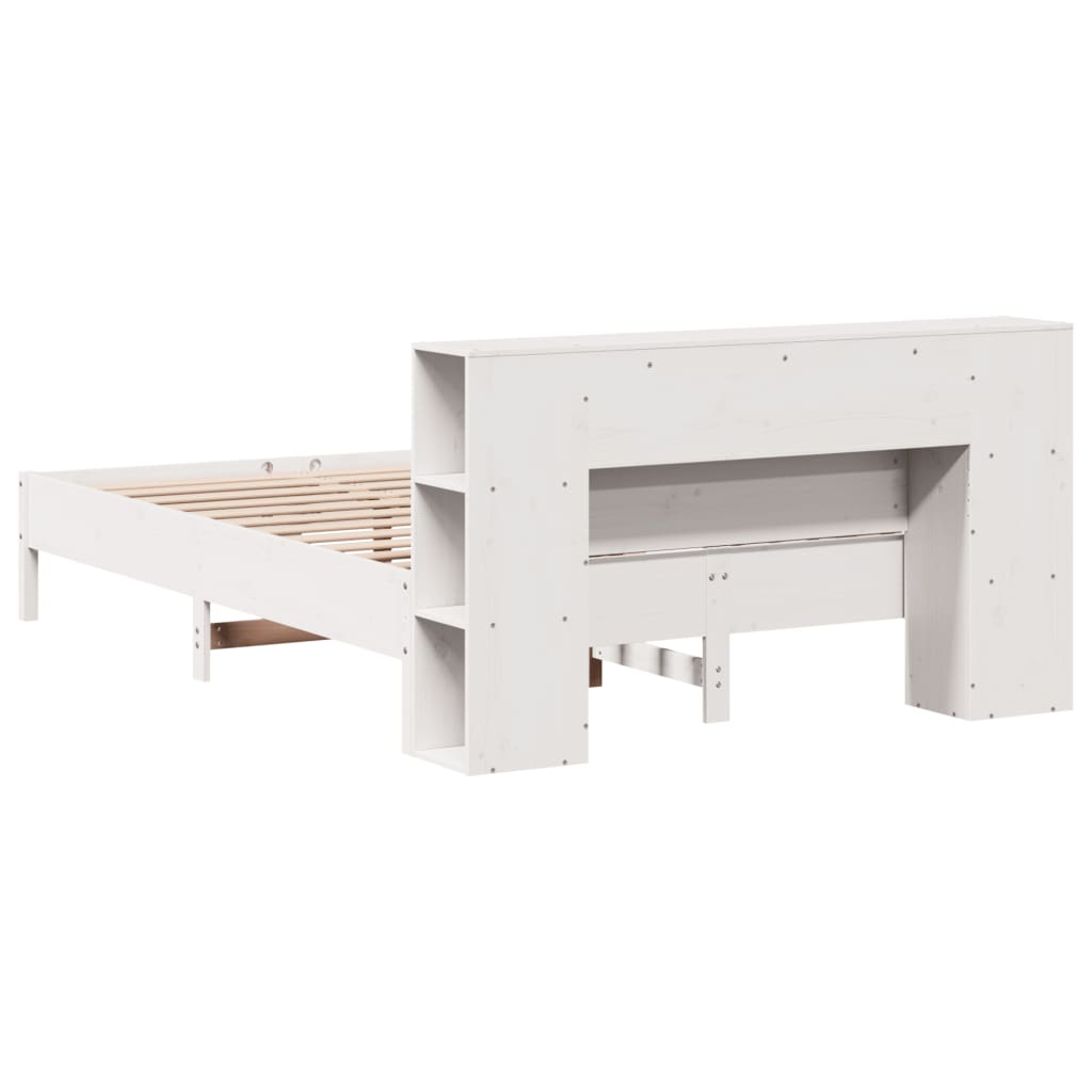 vidaXL Bookcase Bed without Mattress White 150x200 cm King Solid Wood Pine 6