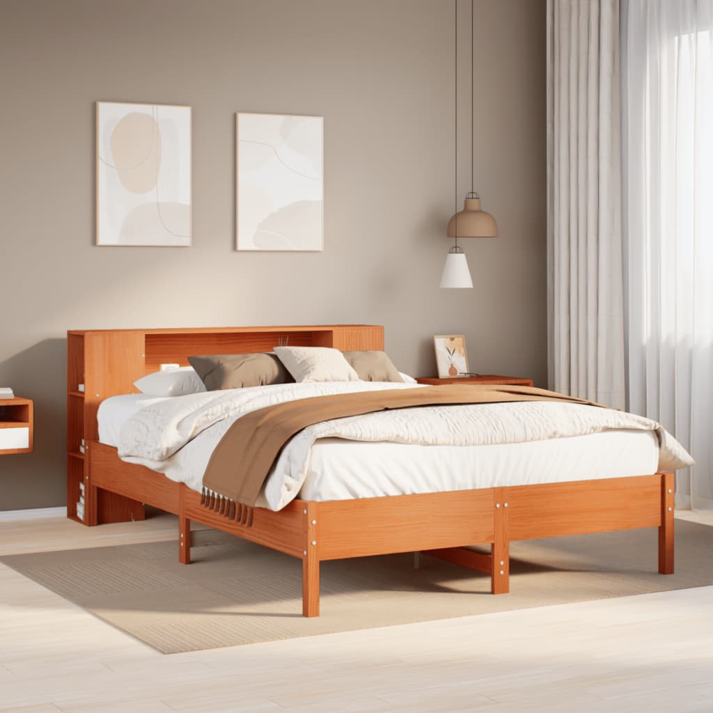 vidaXL Bookcase Bed without Mattress Wax Brown 140x200 cm 1
