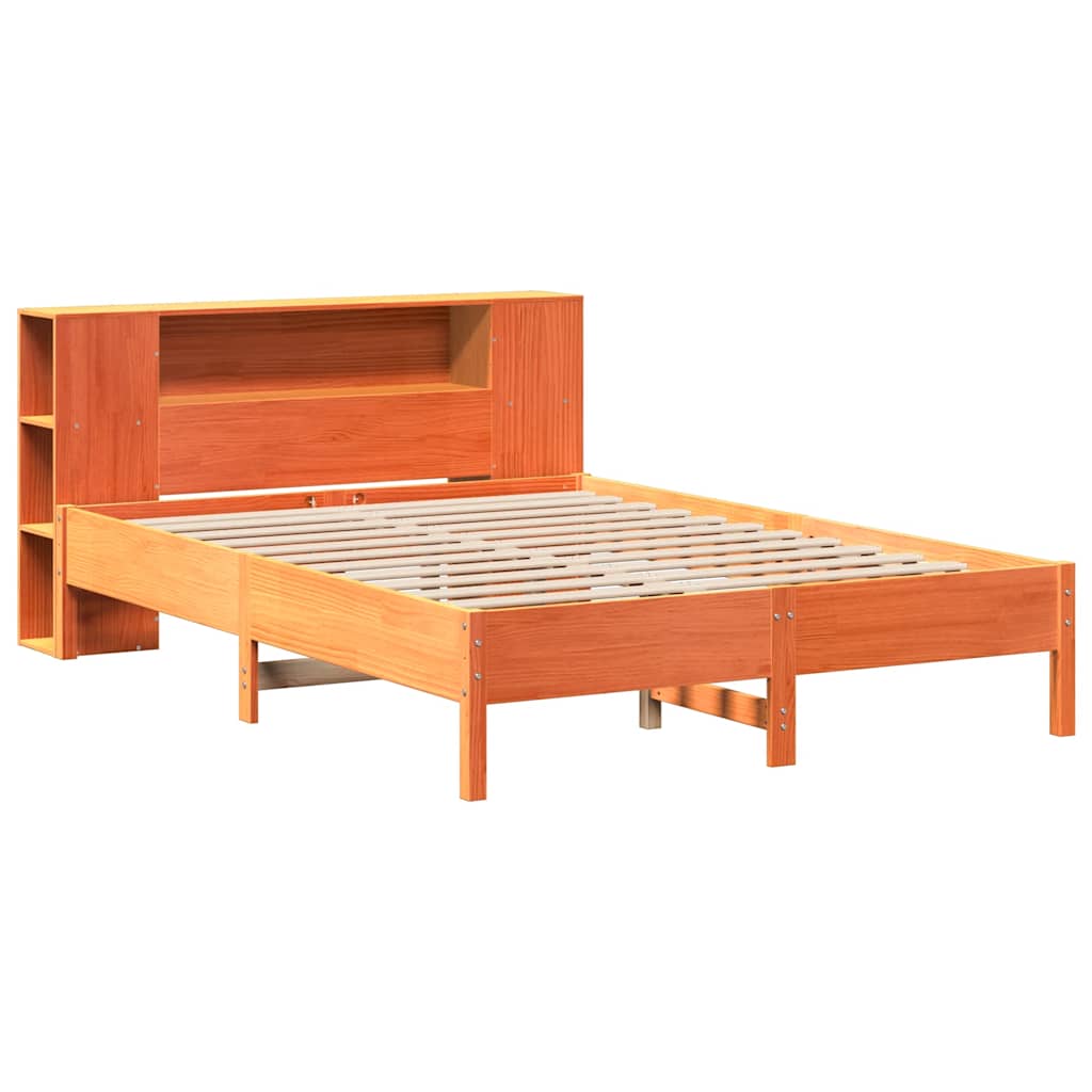 vidaXL Bookcase Bed without Mattress Wax Brown 140x190 cm Solid Wood Pine 3