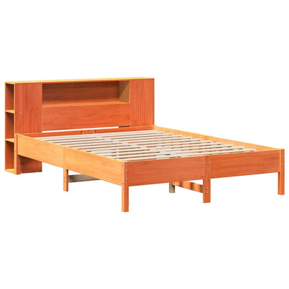 vidaXL Bookcase Bed without Mattress Wax Brown 140x190 cm Solid Wood Pine 3