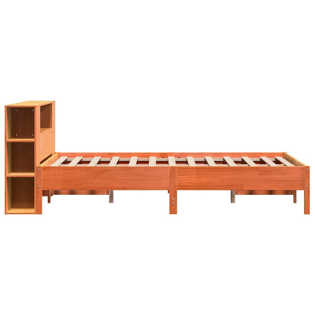 vidaXL Bookcase Bed without Mattress Wax Brown 140x190 cm Solid Wood Pine 5