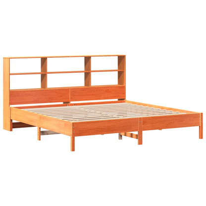 vidaXL Bookcase Bed without Mattress Wax Brown 200x200cm Solid Wood Pine 3