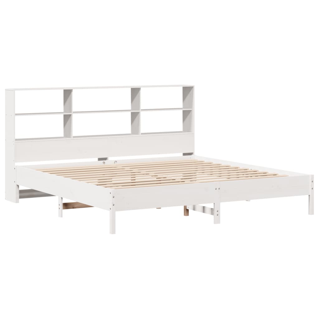 vidaXL Bookcase Bed without Mattress White 180x200 cm Super King Solid Wood Pine 3