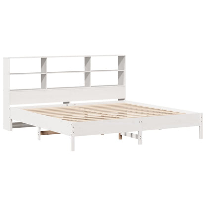 vidaXL Bookcase Bed without Mattress White 180x200 cm Super King Solid Wood Pine 3