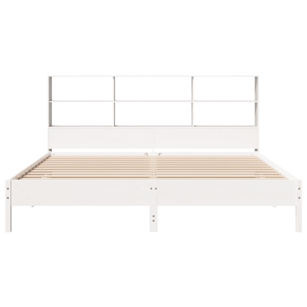 vidaXL Bookcase Bed without Mattress White 180x200 cm Super King Solid Wood Pine 4