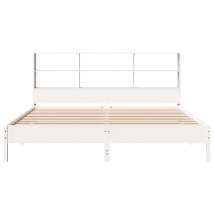 vidaXL Bookcase Bed without Mattress White 180x200 cm Super King Solid Wood Pine 4
