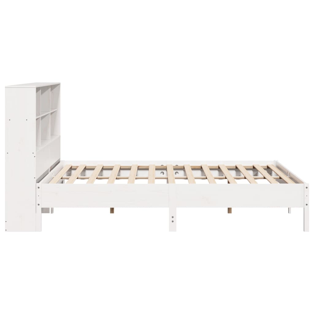 vidaXL Bookcase Bed without Mattress White 180x200 cm Super King Solid Wood Pine 5