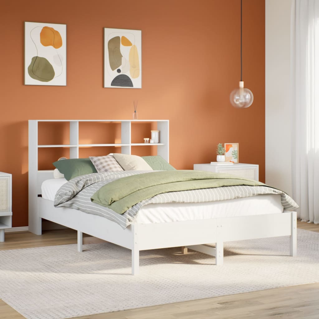 vidaXL Bookcase Bed without Mattress White 160x200cm Solid Wood Pine 1