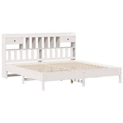 vidaXL Bookcase Bed without Mattress White 180x200 cm Super King Solid Wood Pine 3