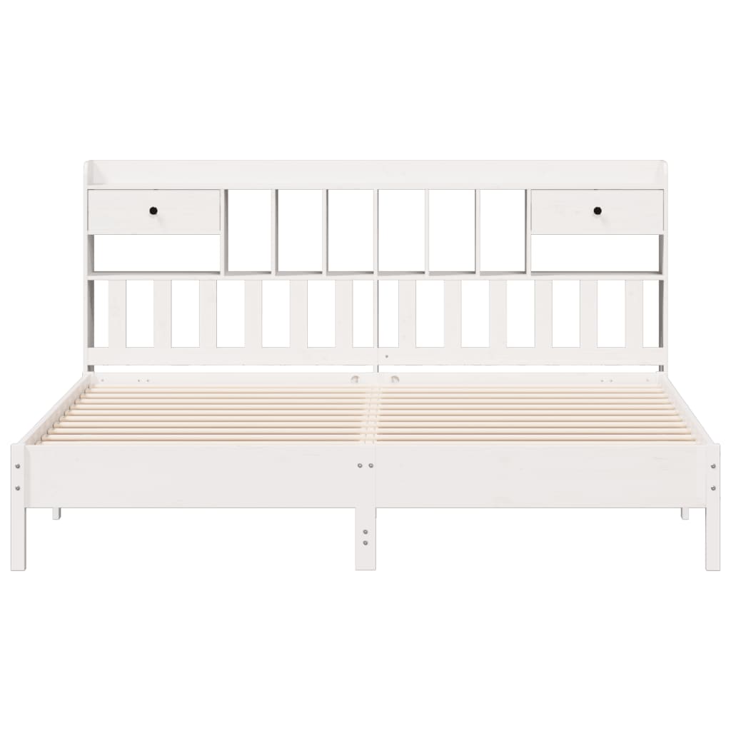 vidaXL Bookcase Bed without Mattress White 180x200 cm Super King Solid Wood Pine 4