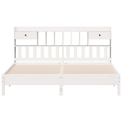 vidaXL Bookcase Bed without Mattress White 180x200 cm Super King Solid Wood Pine 4