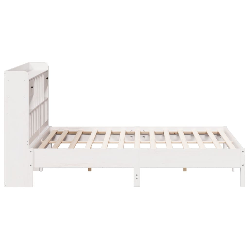 vidaXL Bookcase Bed without Mattress White 180x200 cm Super King Solid Wood Pine 5