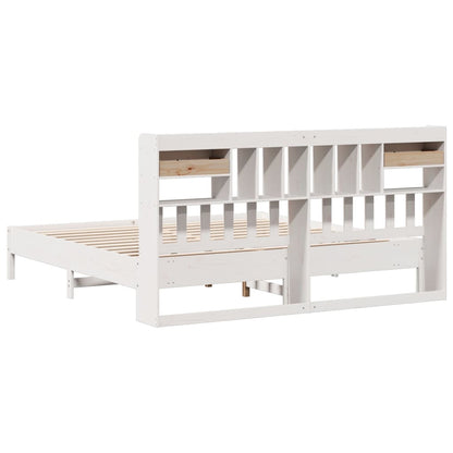 vidaXL Bookcase Bed without Mattress White 180x200 cm Super King Solid Wood Pine 6