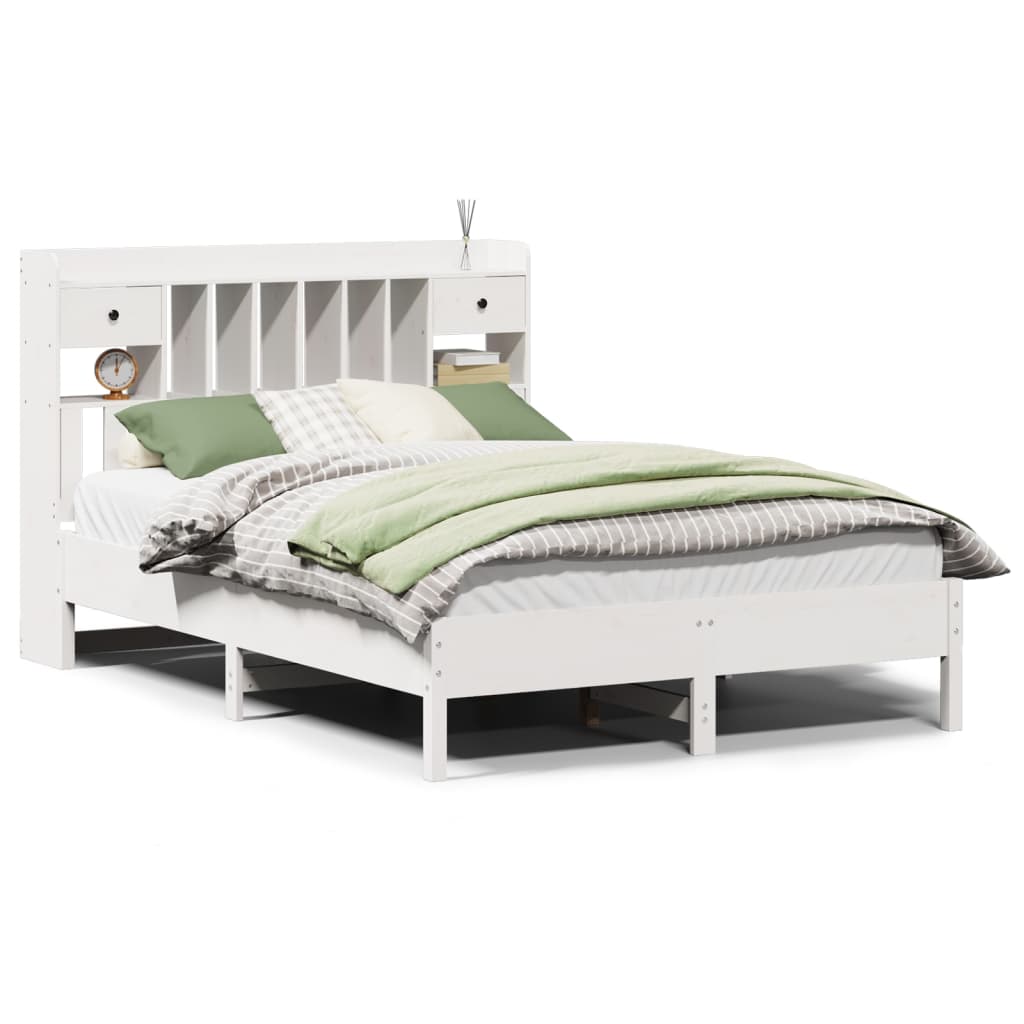 vidaXL Bookcase Bed without Mattress White 160x200 cm Solid Wood Pine 2