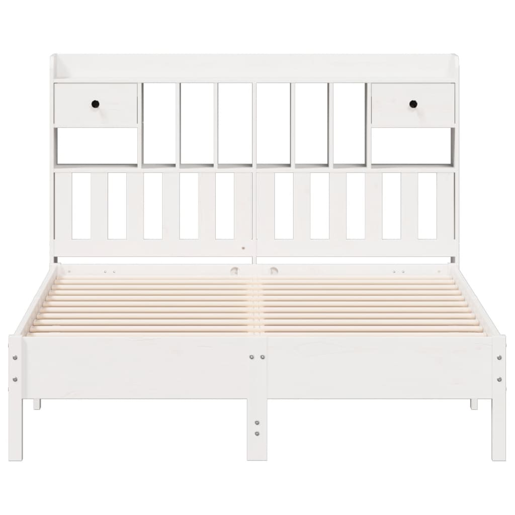 vidaXL Bookcase Bed without Mattress White 160x200 cm Solid Wood Pine 4