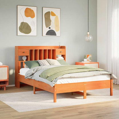 Bookcase Bed without Mattress Solid Wood Pine Wax brown 160 cm 200 cm