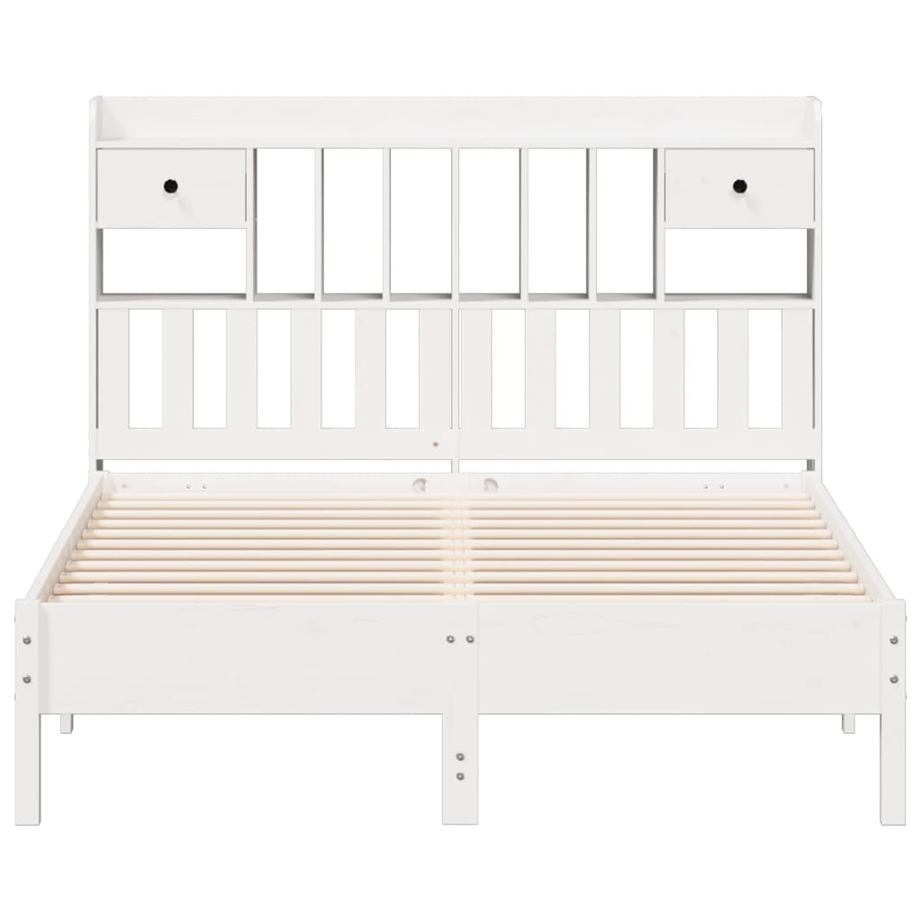 vidaXL Bookcase Bed without Mattress White 150x200 cm King Size Solid Wood Pine 4