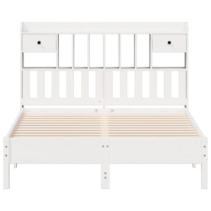 vidaXL Bookcase Bed without Mattress White 150x200 cm King Size Solid Wood Pine 4