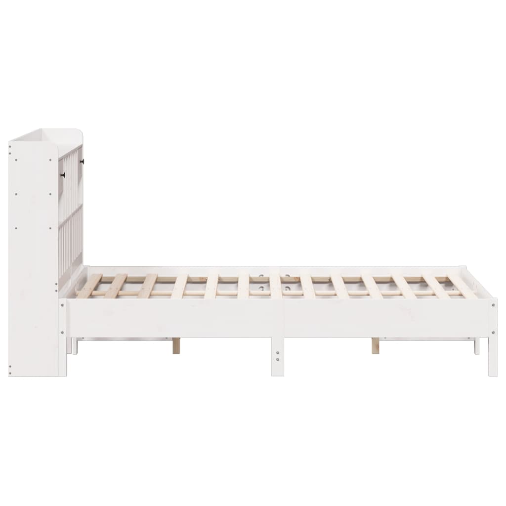 vidaXL Bookcase Bed without Mattress White 150x200 cm King Size Solid Wood Pine 5