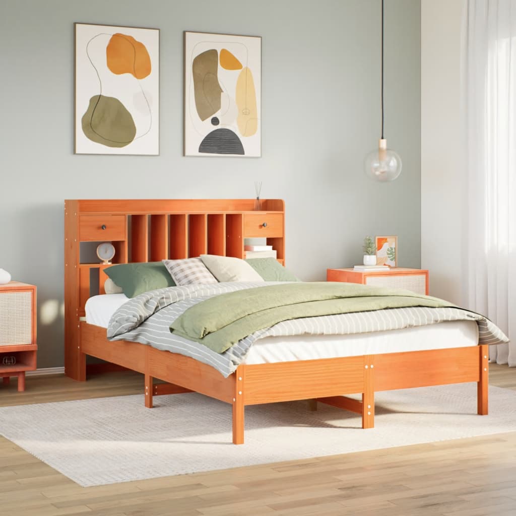 vidaXL Bookcase Bed without Mattress Wax Brown 150x200 cm 1