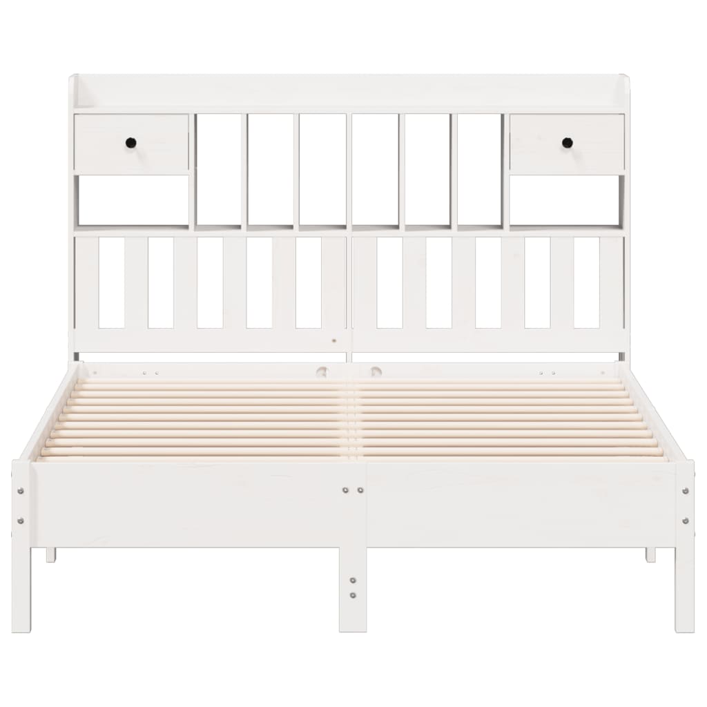 vidaXL Bookcase Bed without Mattress White 135x190 cm Double Solid Wood Pine 4