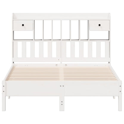vidaXL Bookcase Bed without Mattress White 135x190 cm Double Solid Wood Pine 4