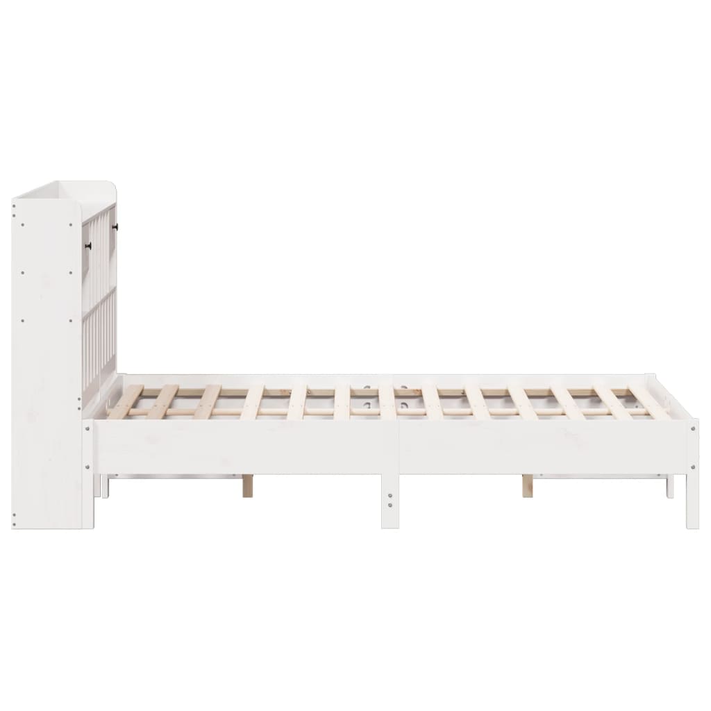 vidaXL Bookcase Bed without Mattress White 135x190 cm Double Solid Wood Pine 5