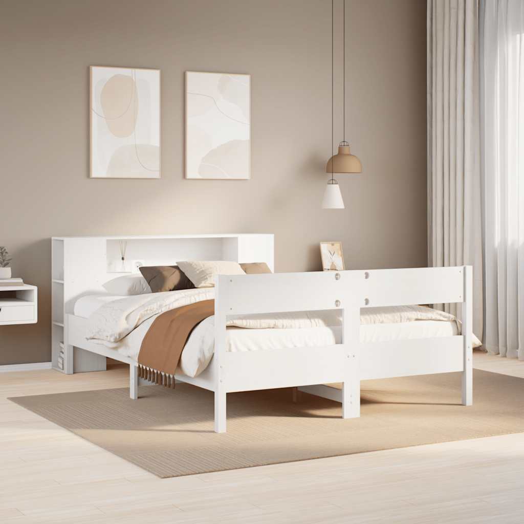 vidaXL Bookcase Bed without Mattress White 160x200cm Solid Wood Pine 1