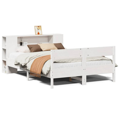 vidaXL Bookcase Bed without Mattress White 150x200 cm King Size Solid Wood Pine 2