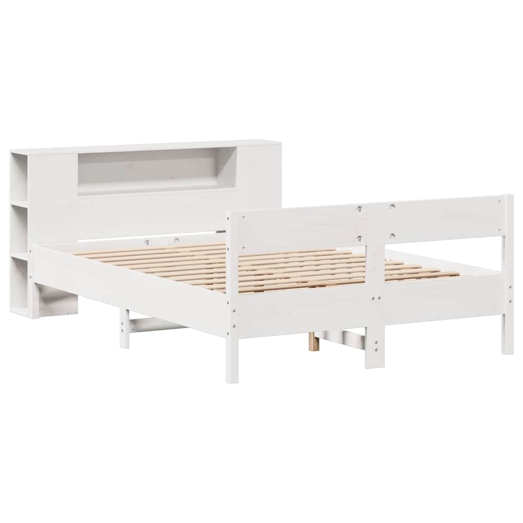 vidaXL Bookcase Bed without Mattress White 150x200 cm King Size Solid Wood Pine 3