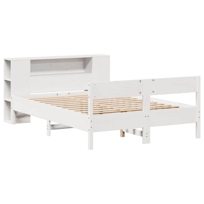 vidaXL Bookcase Bed without Mattress White 150x200 cm King Size Solid Wood Pine 3