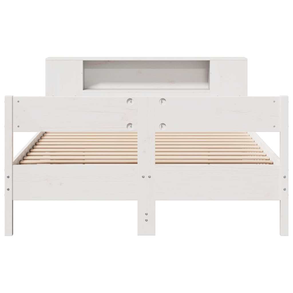 vidaXL Bookcase Bed without Mattress White 150x200 cm King Size Solid Wood Pine 4