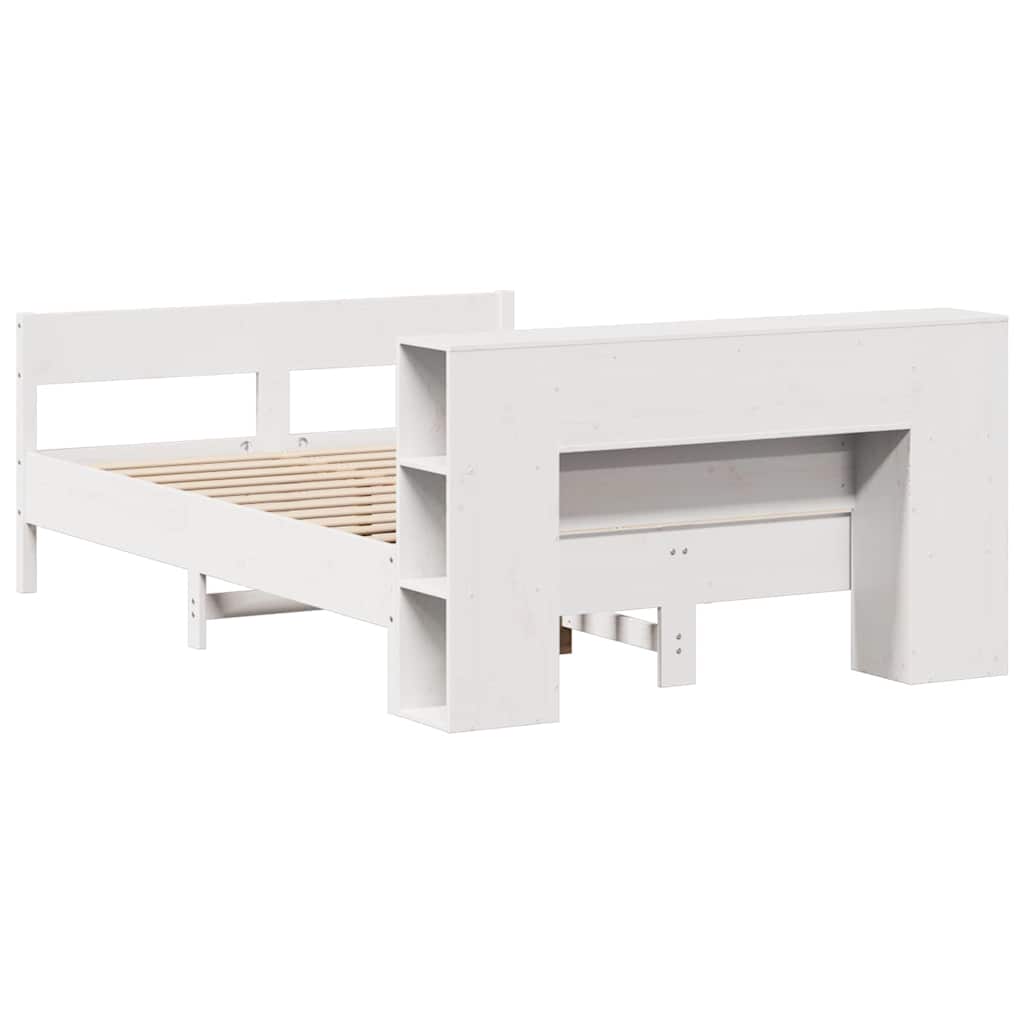 vidaXL Bookcase Bed without Mattress White 150x200 cm King Size Solid Wood Pine 6