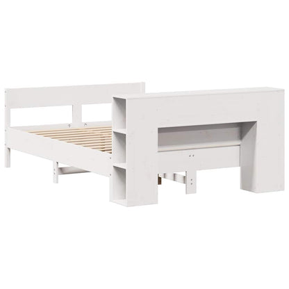 vidaXL Bookcase Bed without Mattress White 150x200 cm King Size Solid Wood Pine 6