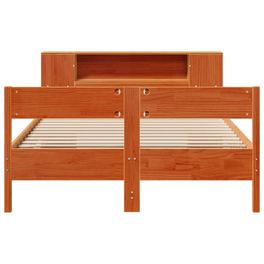 vidaXL Bookcase Bed without Mattress Wax Brown 150x200 cm King Size Solid Wood Pine 4