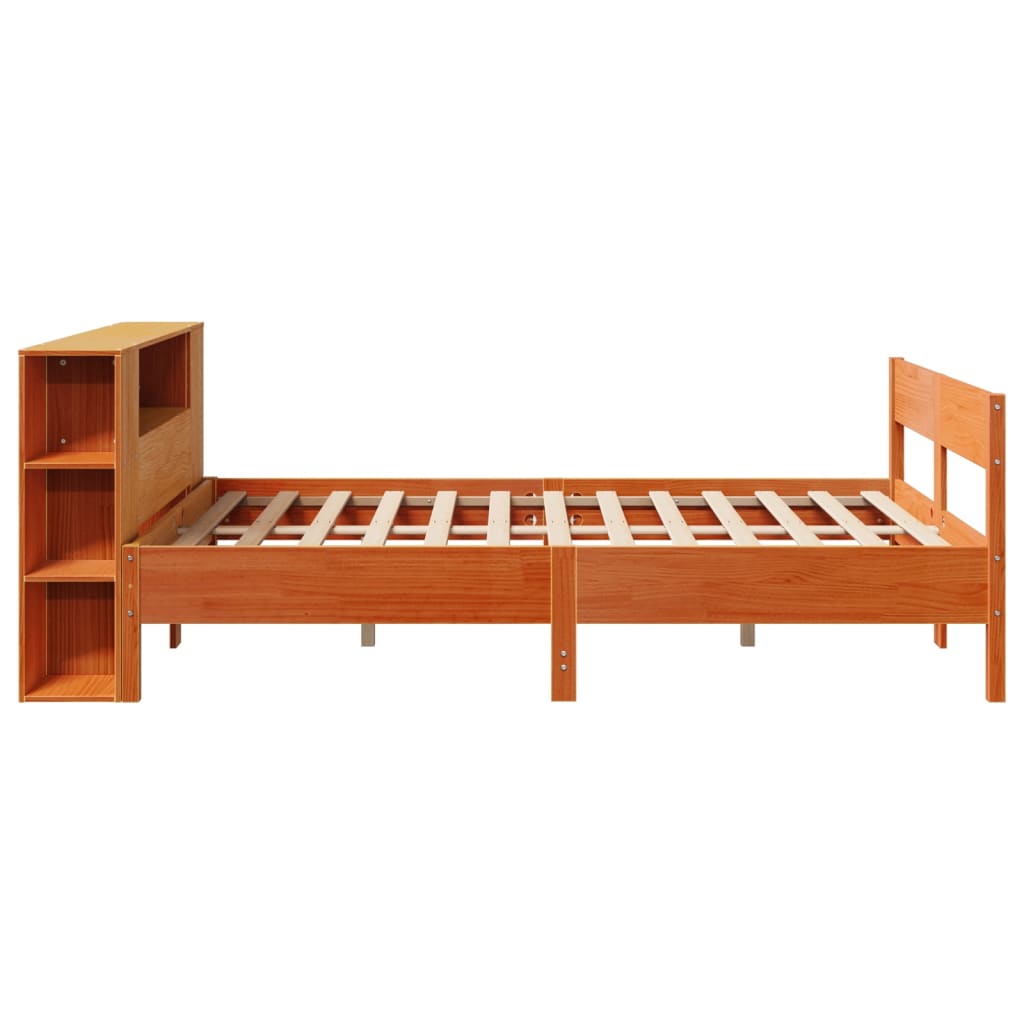 vidaXL Bookcase Bed without Mattress Wax Brown 150x200 cm King Size Solid Wood Pine 5