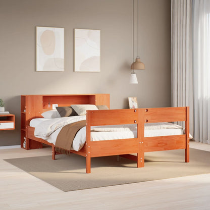 vidaXL Bookcase Bed without Mattress Wax Brown 150x200 cm King Size Solid Wood Pine 1