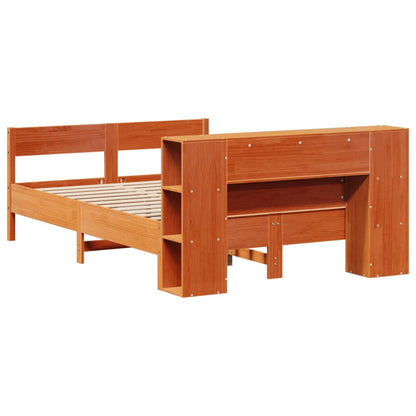vidaXL Bookcase Bed without Mattress Wax Brown 140x190cm Solid Wood Pine 6