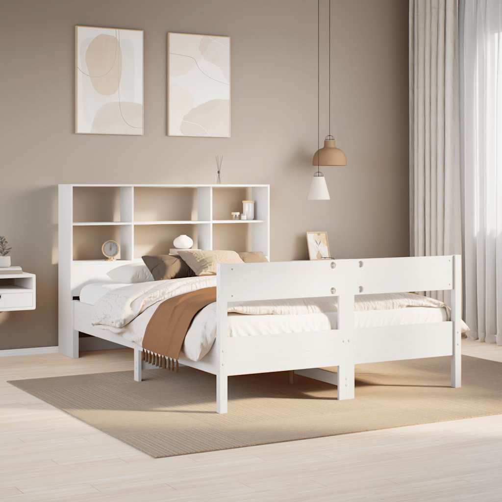 vidaXL Bookcase Bed without Mattress White 160x200cm Solid Wood Pine 1