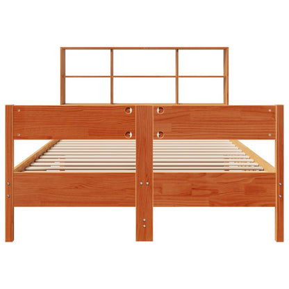 vidaXL Bookcase Bed without Mattress Wax Brown 140x190cm Solid Wood Pine 4