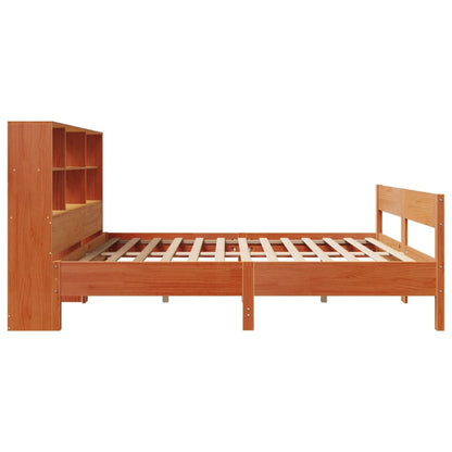 vidaXL Bookcase Bed without Mattress Wax Brown 140x190cm Solid Wood Pine 5
