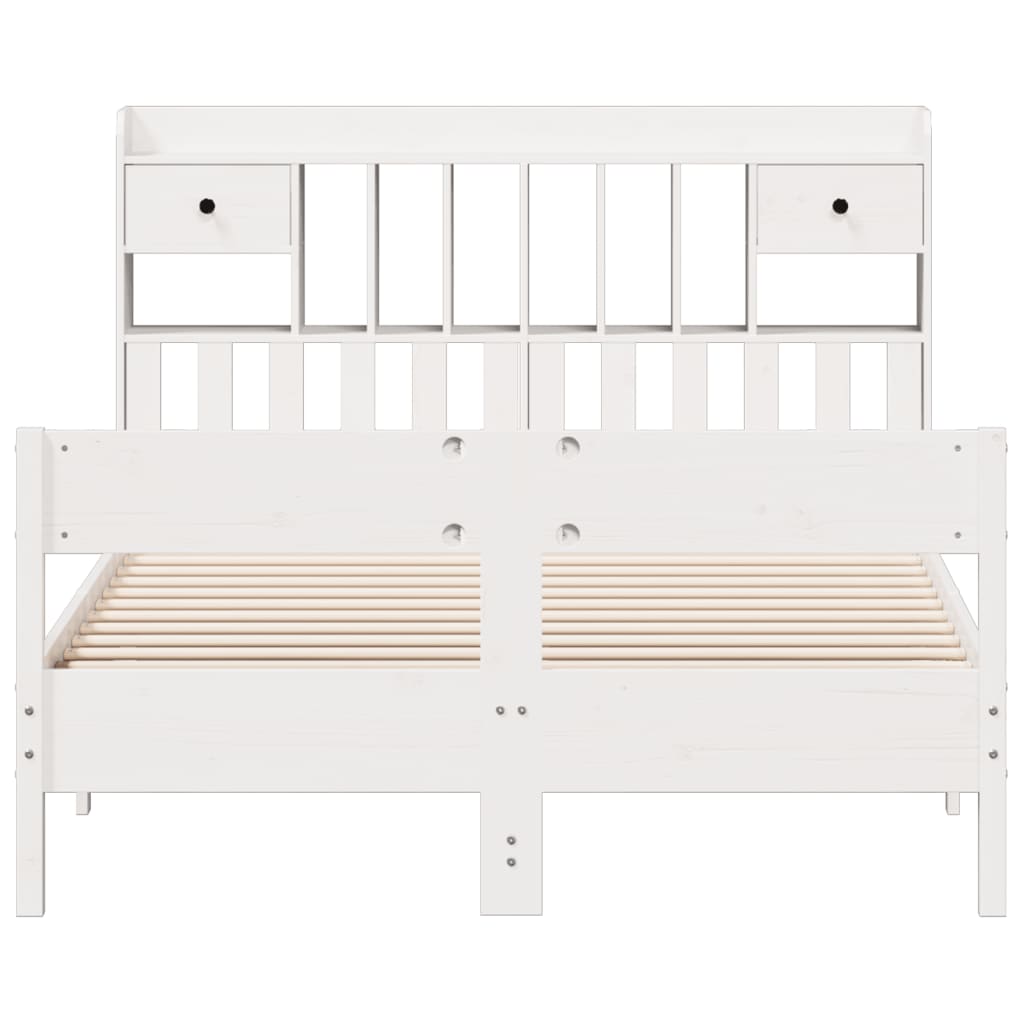 vidaXL Bookcase Bed without Mattress White 160x200cm Solid Wood Pine 4
