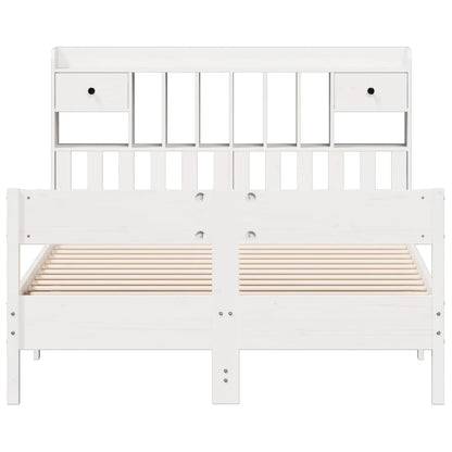vidaXL Bookcase Bed without Mattress White 150x200cm King Size Solid Wood Pine 4