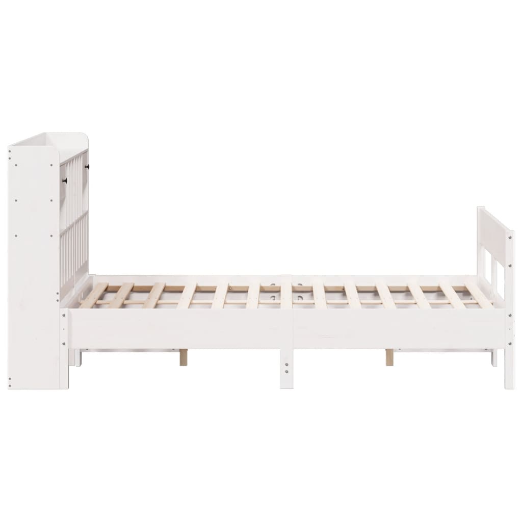 vidaXL Bookcase Bed without Mattress White 150x200cm King Size Solid Wood Pine 5