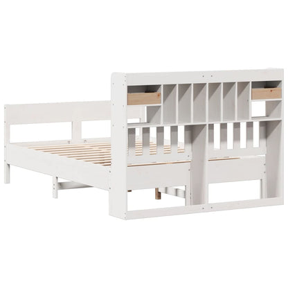 vidaXL Bookcase Bed without Mattress White 150x200cm King Size Solid Wood Pine 6