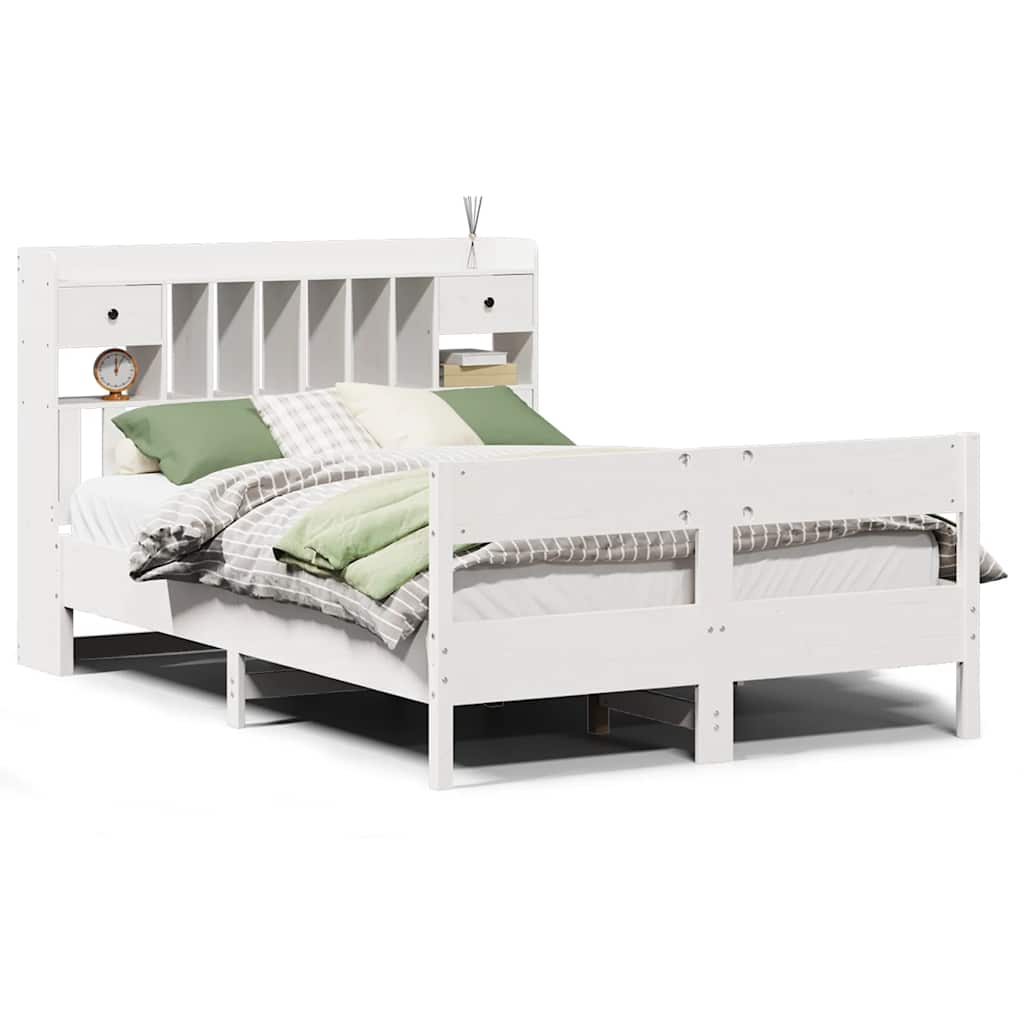 vidaXL Bookcase Bed without Mattress White 140x200cm Solid Wood Pine 2
